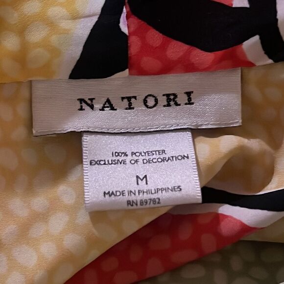 Natori- Vintage 90s Kimono Robe Duster Wrap Dress Pop Art, Size Medium - Picture 5 of 11